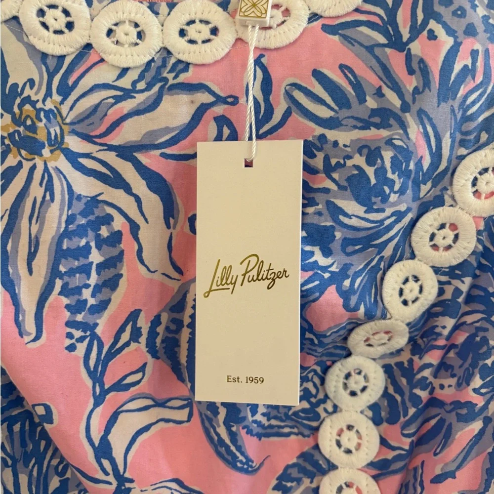 Lilly Pulitzer Ciaran Shift Romper NWT size 2, summer, cotton, beach beauty - Picture 3 of 5